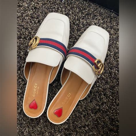 gucci peyton white mules|Gucci mules for sale.